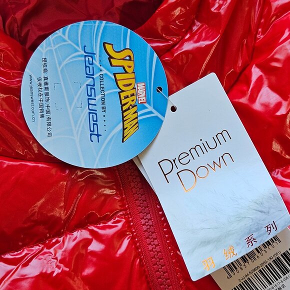 NEW Jeanswest Marvel Spider-Man Boys 7-9/Years Red Down Puffer Coat Size 130/64 - Picture 8 of 13